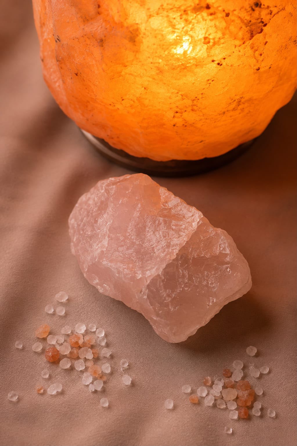 Lampe de sel et quartz rose, dans l’univers du cabinet